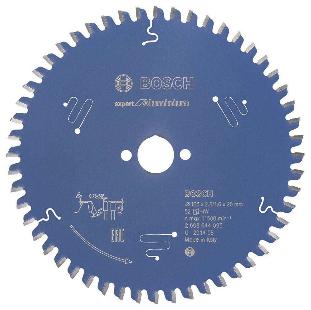 Bosch Alüminyum Kesme Testeresi 165*20 mm 52 Diş Expert 2608644095